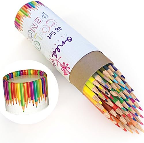 Onesta Creations 7 inch Bright Colored Pencils Soft Wood For Kids and Adult Coloring Books, Smooth On Paper 48 Pack