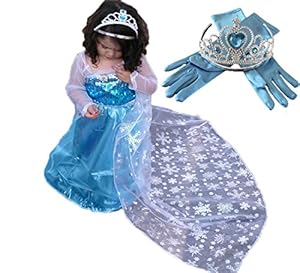 Snow Queen Long Cape Dress Costume with Accessories (Ages 7-8)