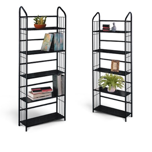2 Black Metal Book Shelves / Cases