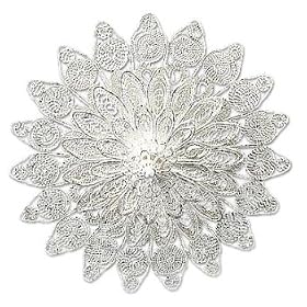 Brooch pendant, 'Dharma Chakra' 2" W 2" L by 