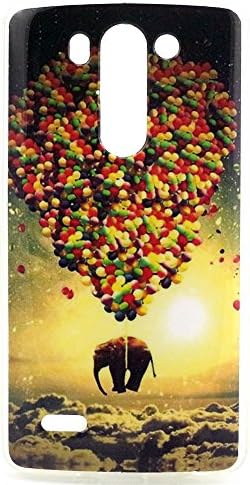 G3 Mini Case, Hongqing Shop Ultra Slim Exact-Fit Flexible Fashion Style TPU Soft Cover Case for LG G3 Vigor /Mini /Beat 5 Inch Screen Smartphone. (Air Balloon and Elephant Golden Sun and Cloudy)