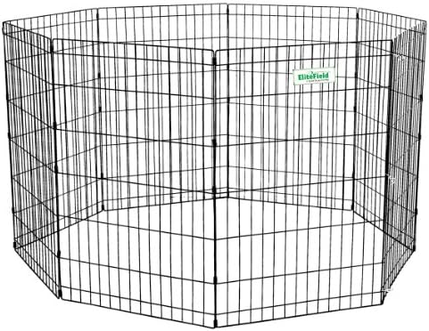 EliteField Black 24" Exercise Pen, 8 Panels, Each Panel 24" Wide x 24" High