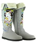 ED HARDY Womens Boots SNOWBLAZER White Suede SZ 6