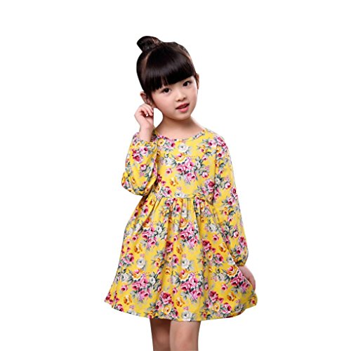 AMA(TM) Baby Girl Kids Cotton Long Sleeve Princess Ruffled Swing Party Dress