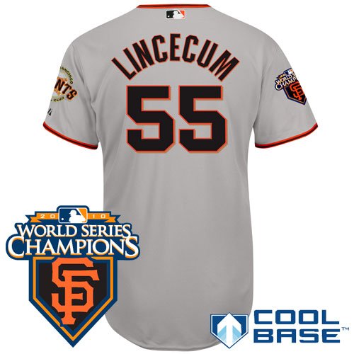MLB Men's San Francisco Giants Tim Lincecum Six Button Cool Base Authentic Road Jersey (Road Gray, 44/Large)