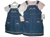 Girls's Sizes 2T/3T/4T/5T Denim Embroidered Jumper Dress 2-PC Sets, (Prepack=24 Sets Assorted Sizes/Colors, Each $7.50)