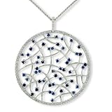 Search : 14K White Gold Diamond and Sapphire Medallion Pendant