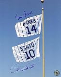 Ernie Banks & Ron Santo Chicago Cubs - Retired Number Flag - 8x10 Autographed Photo