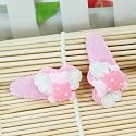 Pale Pink / Baby /Newborn/ Toddler/ Girls Teddy Bear Shaped with Angel Wing Hair Clip (4113-1)