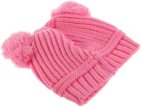 Ittar Fashion Dual Ball Lovely Cute Sweet Baby Boys Girls Knitted Crochet Beanie Winter Hat Cap (Pink)