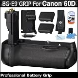 Shooters Kit For Canon EOS 60D Digital SLR Camera Includes Replacement BG-E9 Battery Grip + 2 Pack LP-E6 Replacement (2600Mah) Battery (with Info-Chip! ) + Neoprene SLR Camera Neck Shoulder Strap + Screen Protectors + MicroFiber Cloth + More