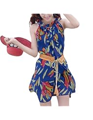 A-line Feathers Chiffon General Print Sleeveless Spaghetti Strap Short Round Neck Prom Dress 