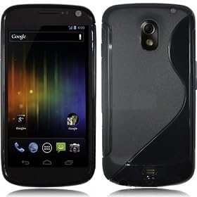 SUNNY SAVERS SAMSUNG GALAXY NEXUS I9250 BLACK 'S' WAVE GEL / SILICONE / HYBRID CASE COVER SKIN WITH FREE SCREEN PROTECTOR