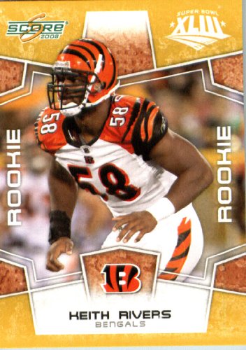 2008 Score SuperBowl Gold Parallel Edition Football Card - (Limited to 800 Made) # 339 Keith Rivers (RC - Rookie Card) LB - Cincinnati Bengals / in Protective Screw Down Display Case