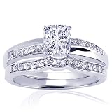 0.75 Ct Cushion Cut Diamond Engagement Wedding Rings Set VVS1-E CUT:VERY GOOD GIA 14K WHITE GOLD