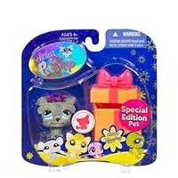 Littlest Pet Shop Special Edition Fuzzy Grey Schnauzer with Bow