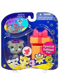 Littlest Pet Shop Special Edition Fuzzy Grey Schnauzer with Bow