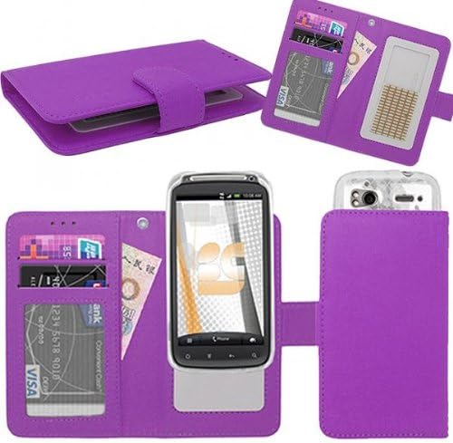 Purple CRISIS Universal Leather Wallet Strap Flip Protector Case Cover for ZTE Prelude 2 + Keychain Tool