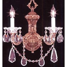 LAMPS BEAUTIFUL Valencia Two Light Crystal Wall Sconce by James R. Moder--Excellent...