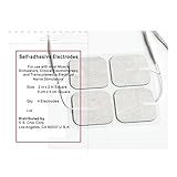 Premium TENS/EMS Reusable Self Stick Gel Carbon Electrodes. 10 Packs of 4 electrode pads, total of 40, 2 inches X 2 inches.
