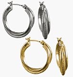 Avon Twist Hoop Earrings Silvertone