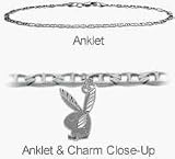 Silver Playboy Bunny Charm Flat Gucci Anklet
