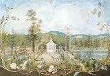 Anglo-Chinese Pavilion At Woodside By Thomas Robins. ART PRINT ON CANVAS with 3/4 inch deep bars. Size: 19 x 13 Inches
