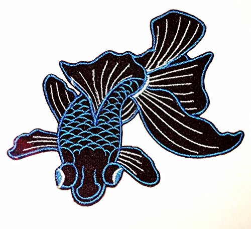 Koi Carp Blue Fish Japanese Iron on Patches Embroidered by 3A1Y