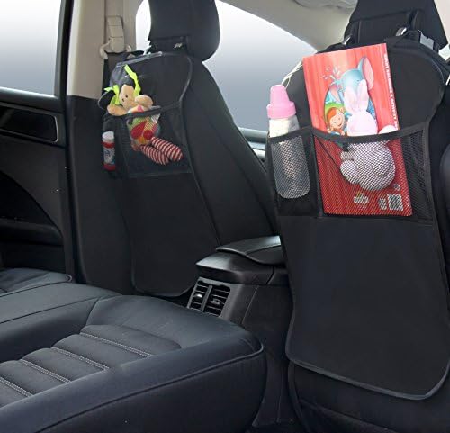 Kick Mats Car Seat Protector + Storage Organizer - Set of 2 - Keeps the Front Seats Clean & Safe When Kids Are Sitting in the Back Seat - #1 Premium Quality, Universal, Adjustable Design for Any Car, SUV or Van