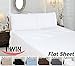 Cotton Sateen Twin Flat-Sheet White - Premium Quality Combed Cotton Long Staple Fiber - Breathable, Cozy, Comfortable & Exceptionally Durable - Hotel Quality by Utopia Bedding (Twin, White)