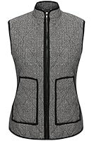 ANGVNS Women's Stand Collar Slim Fall Herringbone Quilted Vest with Zipper