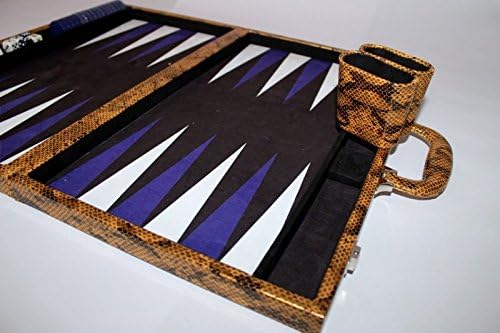 18" Luxury Python Backgammon Set Gold with Velvet Inlay