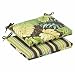 Pillow Perfect Outdoor Green/Brown Tropical/Striped Reversible Seat Cushion, Squared, 2-Pack