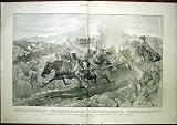 PAINTING HORSE STAMPEDING AMBUSH OLD PRINT 1900