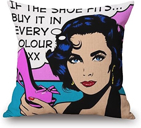 USpiece Pop Art Painting Cotton Linen Cotton Linen Square Decorative Throw Elizabeth Cushion Cover 18"x18" Inch