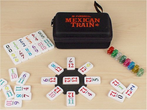 Childrens Toyshop  Toys : Travel Size Mexican Train Double 12 Domino Game Set