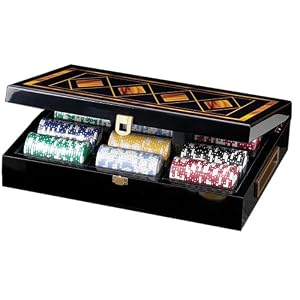 Magnificent Poker Set, 300 11.5 grams Chips, Cards & Dice, Inlaid Laquer Wood Box