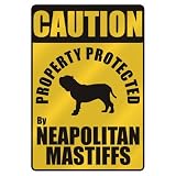 CAUTION  PROPERTY PROTECTED BY NEAPOLITAN MASTIFFS  PARKING SIGN DOG