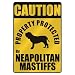 CAUTION  PROPERTY PROTECTED BY NEAPOLITAN MASTIFFS  PARKING SIGN DOG