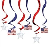 Red, White and Blue 24in Hanging Swirl Decoration 15ct