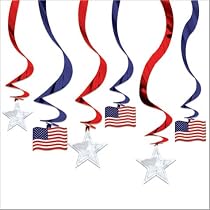 Red, White and Blue 24in Hanging Swirl Decoration 15ct