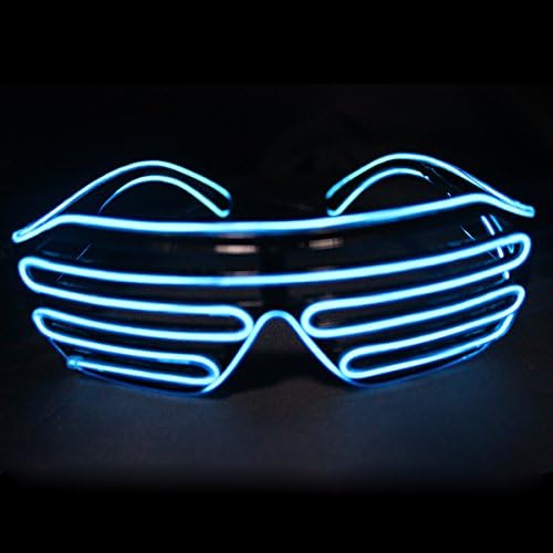 LED Light Up Glasses, Fonxian Glowing Party Shutter El Wire Rave Glasses with Standard Controller (Blue)