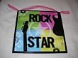 Girls Rock Star Bedroom Wall Art Sign with Guitar Teen Decor Music