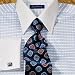 Satin Stripe Grid White Collar Dress Shirt