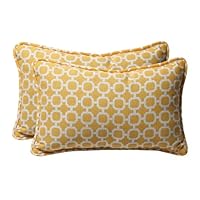 Pillow Perfect Decorative Yellow/White Geometric Rectangle Toss Pillows, 2-Pack