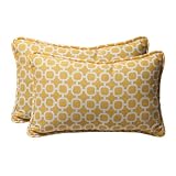Pack of 2 Eco-Friendly Rectangular Lemon Mosaic Outdoor Throw Pillows 18.5"