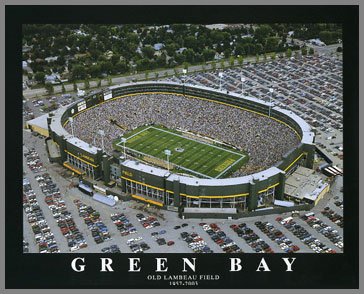 Green Bay Packers - Old Lambeau Field Aerial - Lg - Wood Mounted Poster Print