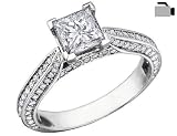 Princess Cut Diamond Engagement Ring 1 Carat (ctw) in 14K White Gold (Certified)