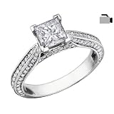Princess Cut Diamond Engagement Ring 1 Carat (ctw) in 14K White Gold (Certified)