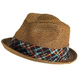 Upturn Brim Summer Stingy Fedora Trilby Hat Brown L/XL